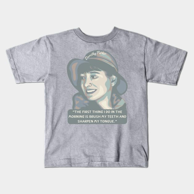 Dorothy Parker Portrait and Quote Kids T-Shirt by Slightly Unhinged